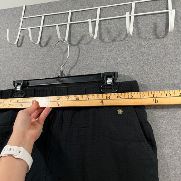 Susan Graver Soleil Regular Gauze Wide Leg Crop Beach Pant Black Medium - Picture 6 of 9